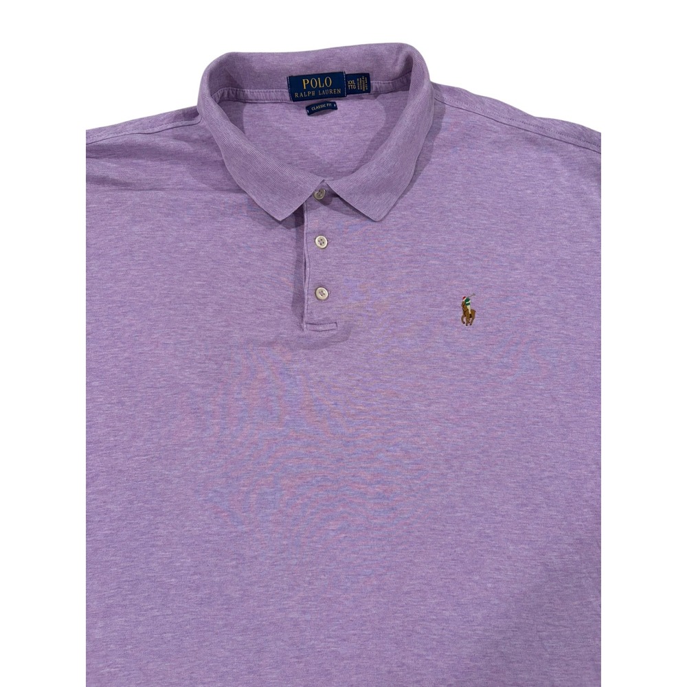 Polo Ralph Lauren Mens XXL‎ Heathered Purple Classic Fit Short Sleeve Polo Shirt